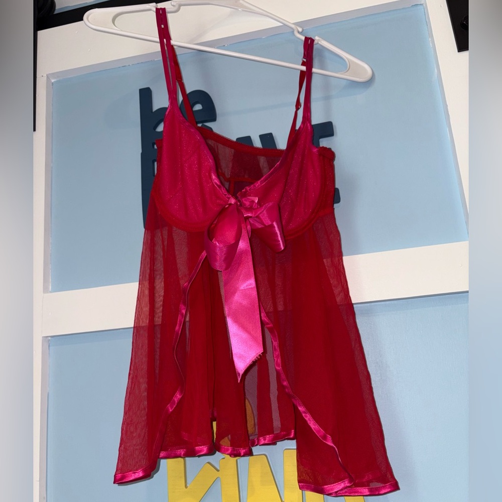 Chic Red Sheer Babydoll Lingerie